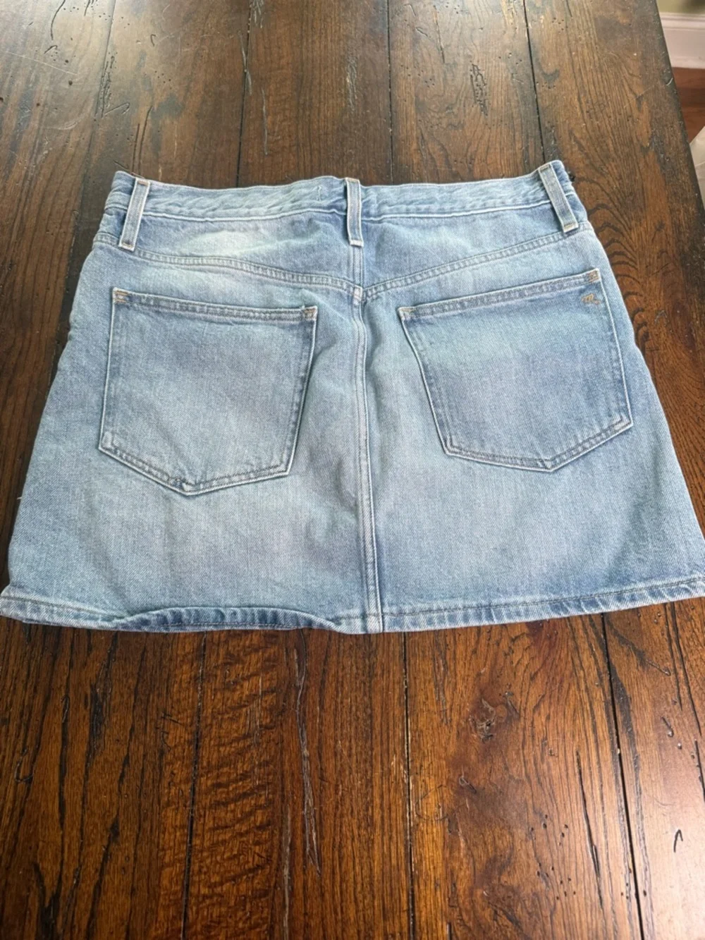 Madewell Light Wash Distressed Denim Mini Skirt 30”‎